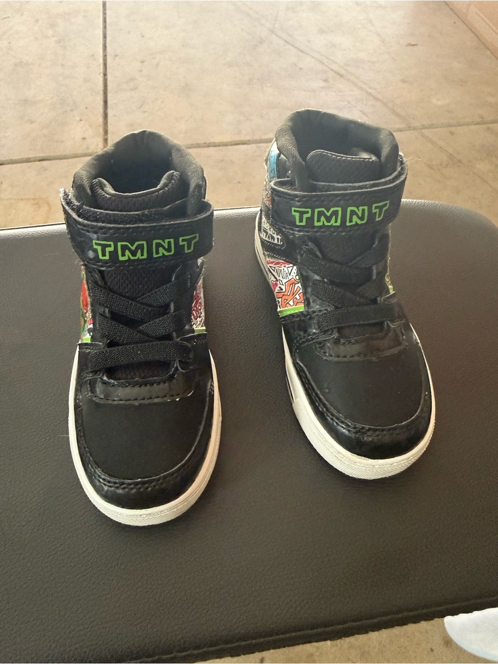 Kids' Black High-Top Sneakers with Comic Accents